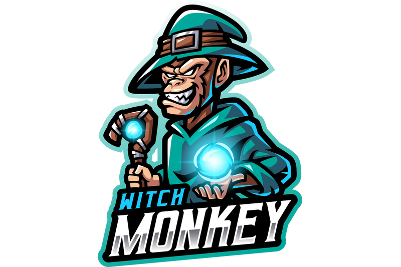 witch-monkey-esport-mascot-logo-design