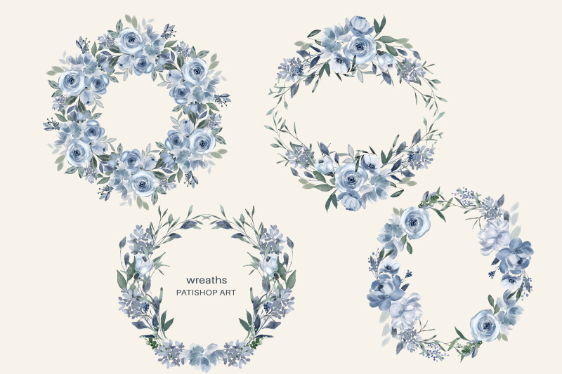 watercolor-dusty-blue-floral-clipart-set