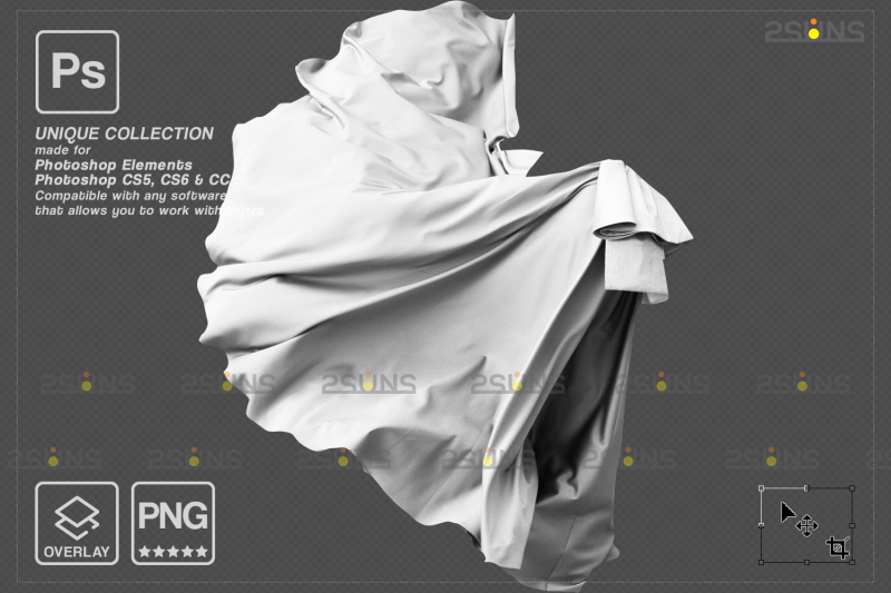 white-flying-fabric-photoshop-overlay-png