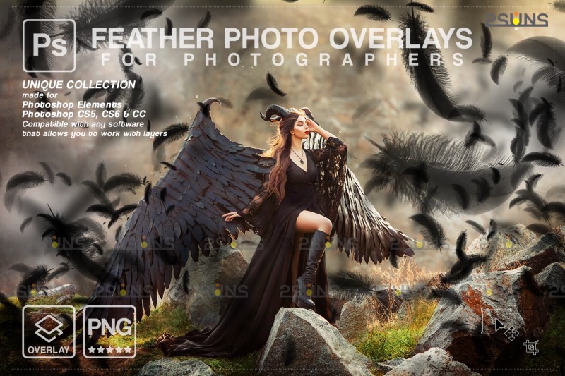 black-feather-photo-overlays-png