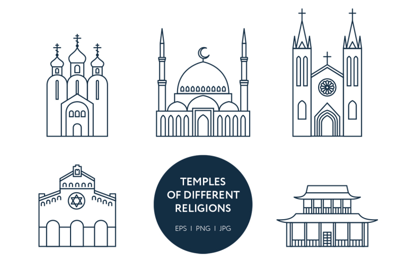 set-of-world-s-religions-temples