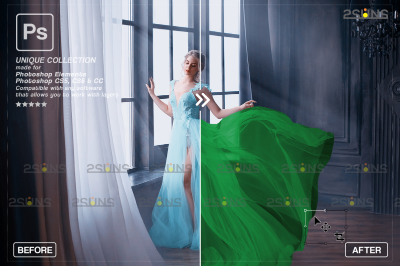 green-flying-fabric-photoshop-overlay-png