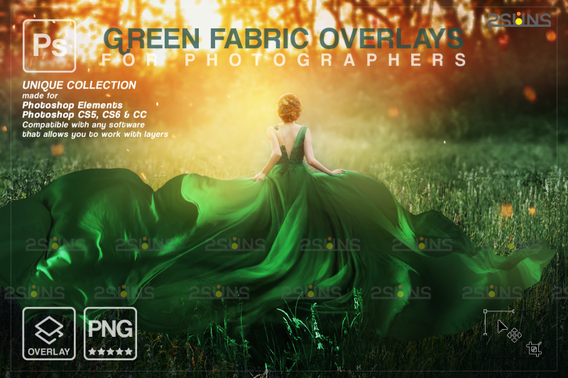 green-flying-fabric-photoshop-overlay-png
