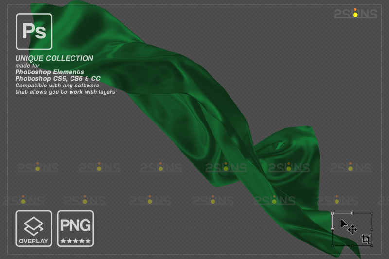 green-flying-fabric-photoshop-overlay-png