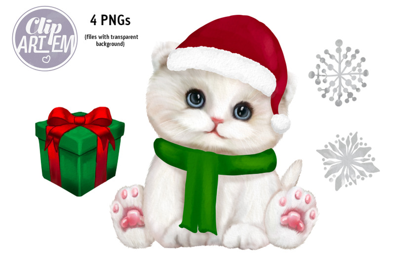 christmas-kitten-adorable-cat-in-hat-4-png-clip-art