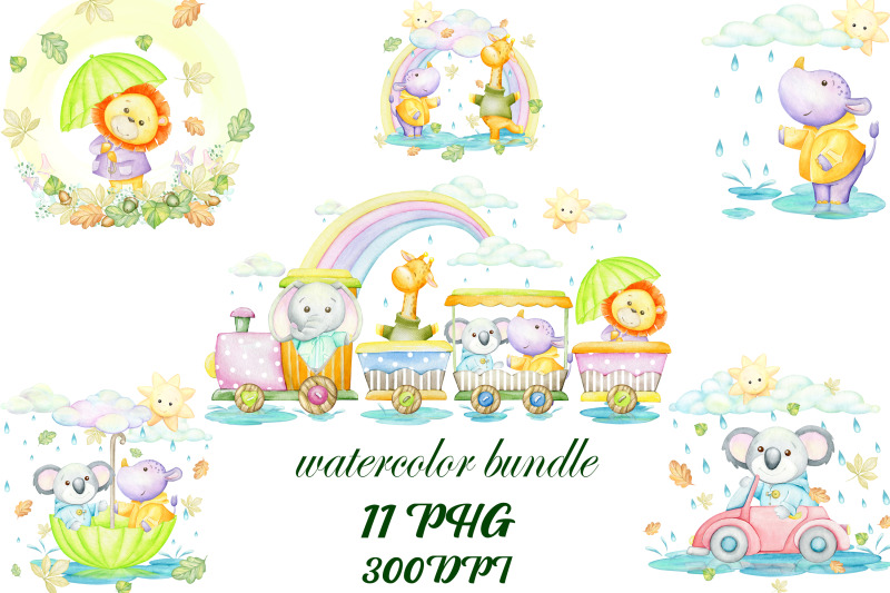 tropical-animals-watercolor-clip-art-bundle