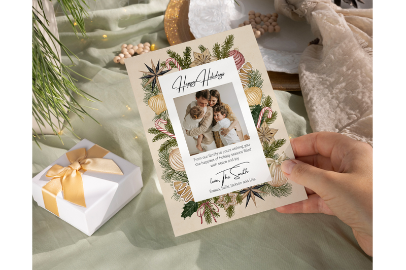 photo-christmas-card-family-modern-greeting-card-boho-photo-card