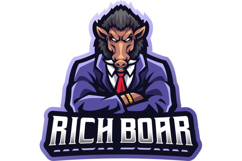 rich-boar-esport-mascot-logo-design