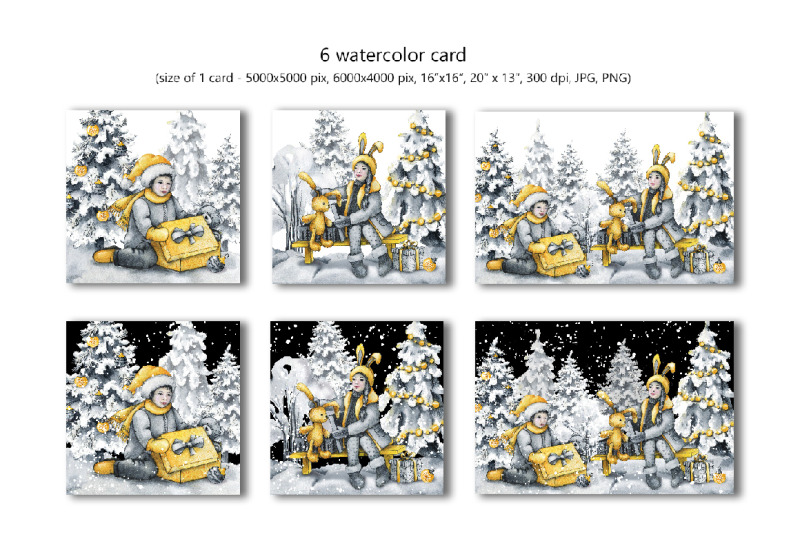 christmas-clipart-children-open-gifts-winter-scene