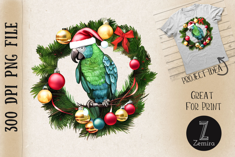 cute-parrot-in-christmas-wreath