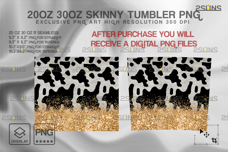 20oz-cowhide-gold-glitter-skinny-tumbler-seamless-design-sublimation