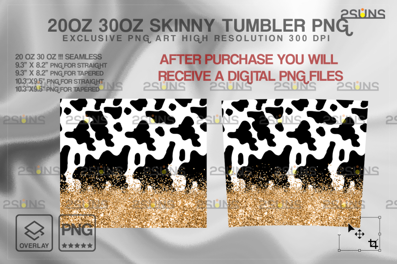 20oz-cowhide-gold-glitter-skinny-tumbler-seamless-design-sublimation