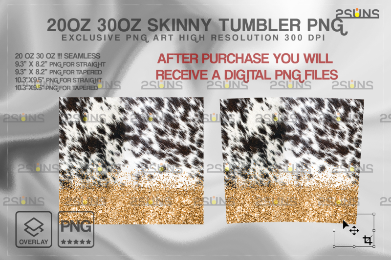 20oz-cowhide-gold-glitter-skinny-tumbler-seamless-design-sublimation