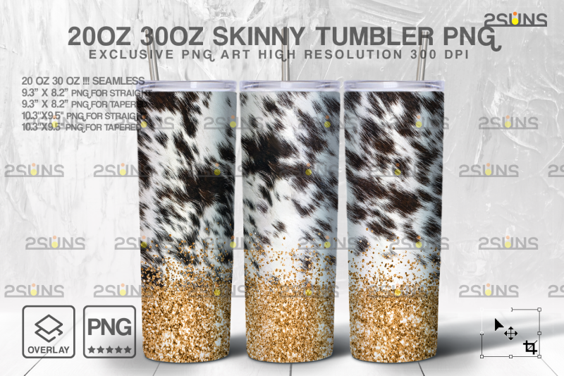 20oz-cowhide-gold-glitter-skinny-tumbler-seamless-design-sublimation