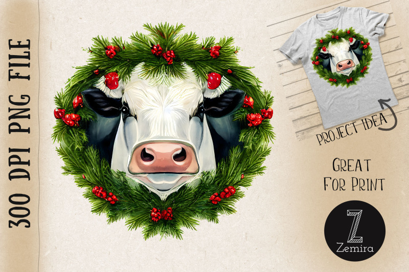 cute-cow-in-christmas-wreath