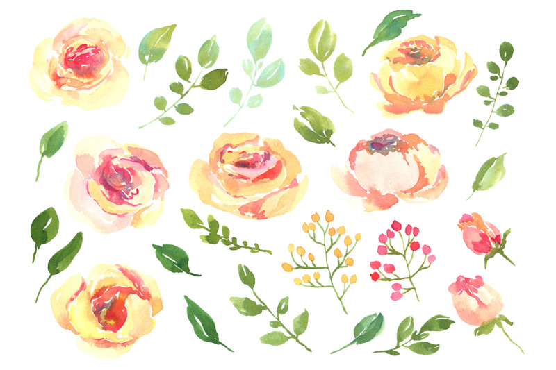 watercolor-yellow-roses