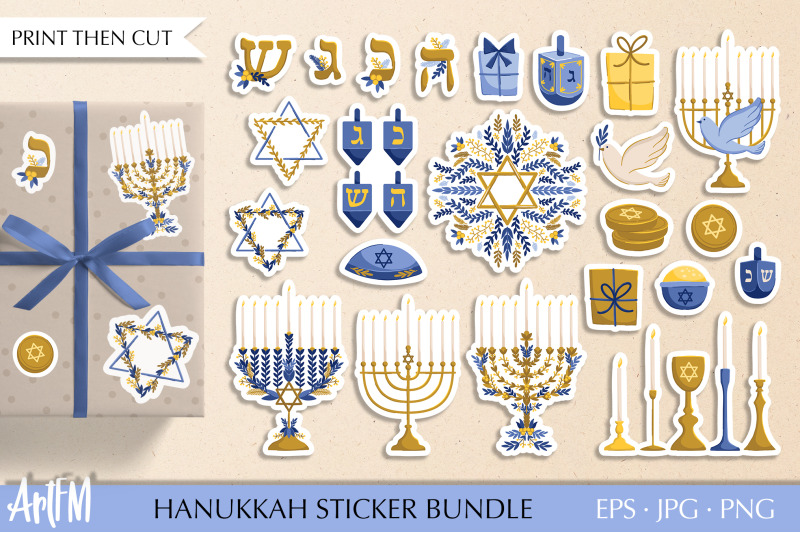 hanukkah-symbols-stickers-jewish-holidays-sticker-bundle