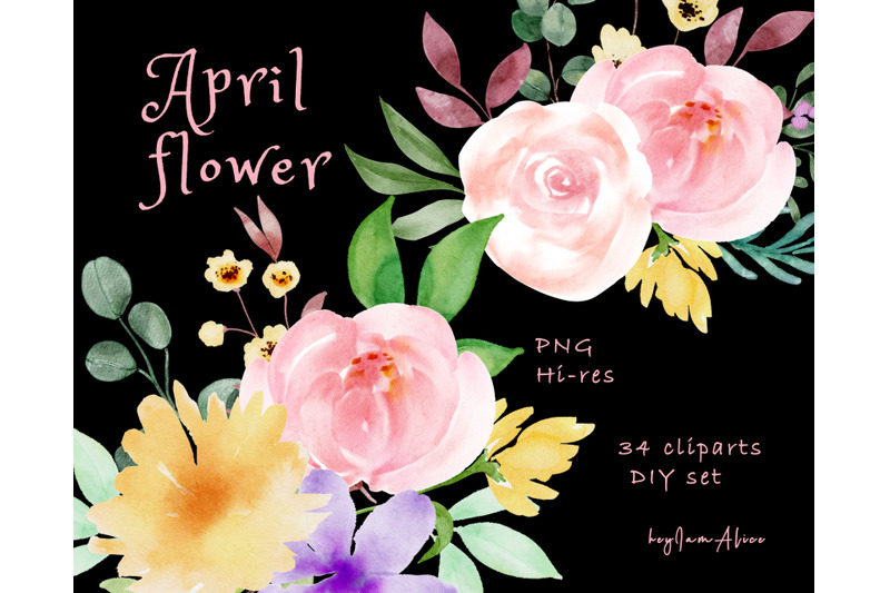 april-flower-element-set