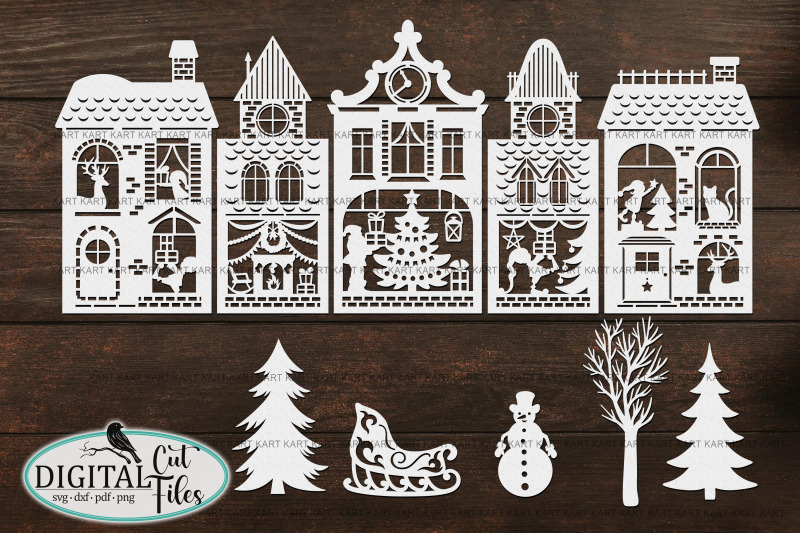 christmas-houses-village-bundle-with-santa-svg-cut-out-files