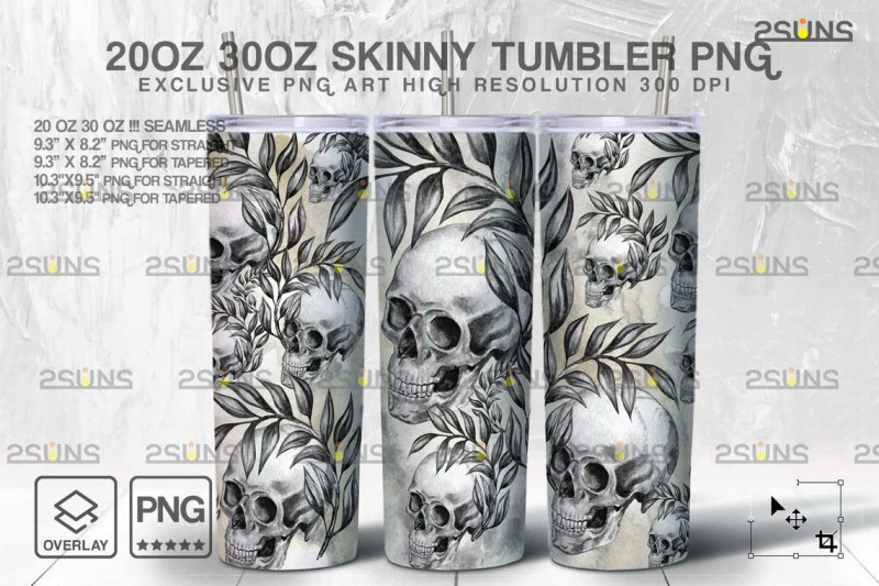 20oz-skulls-and-flower-skinny-tumbler-design-sublimation-design
