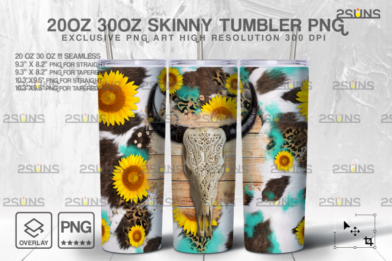 20oz-sunflower-skinny-tumbler-western-seamless-design