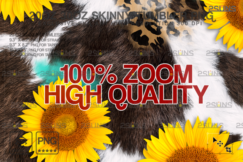 20oz-cowhide-sunflower-skinny-tumbler-seamless-design