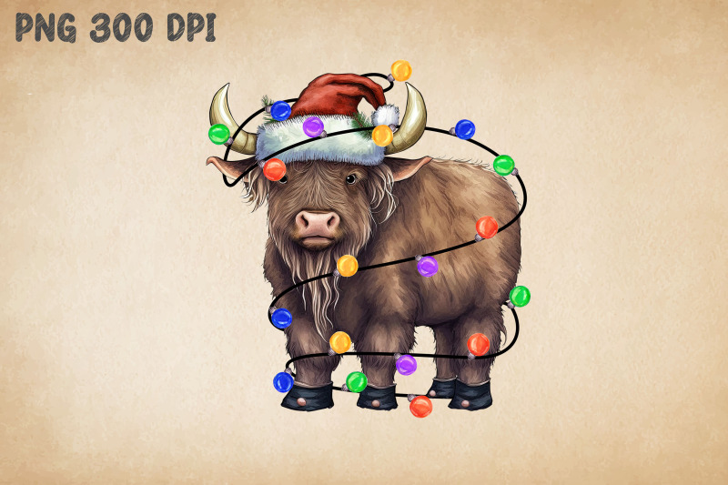 cute-buffalo-happy-christmas-watercolor