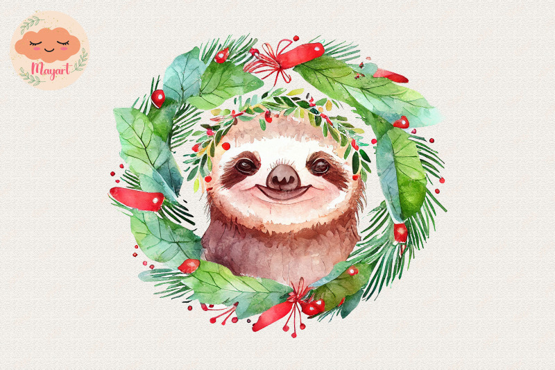 christmas-wreath-cute-sloth