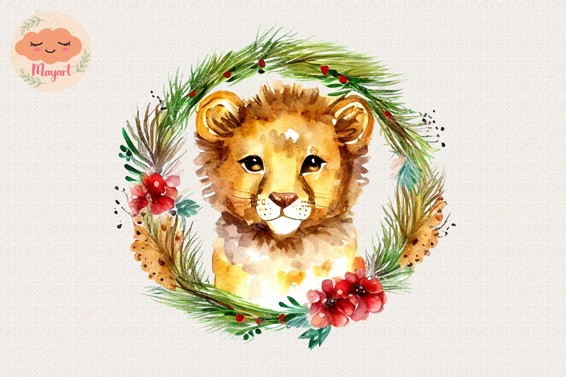 christmas-wreath-cute-lion