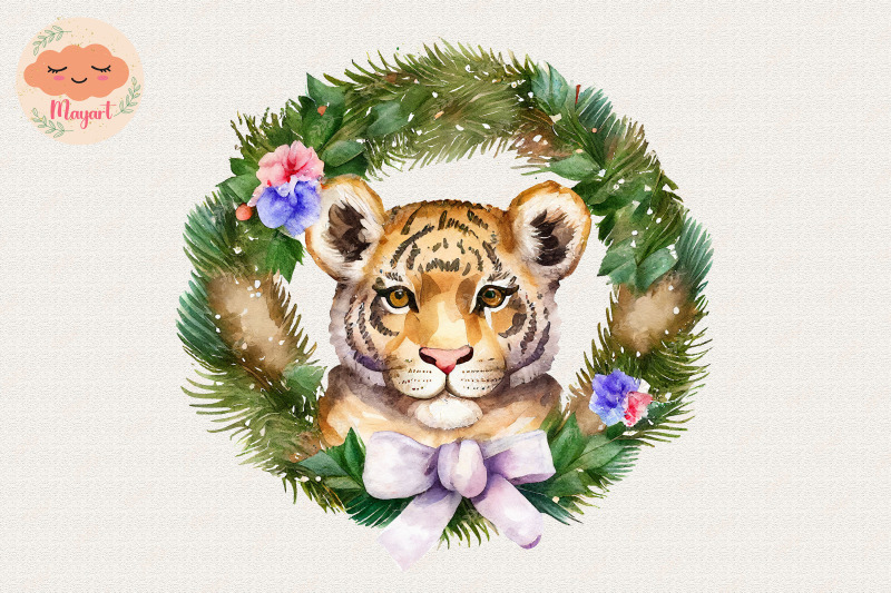 christmas-wreath-cute-tiger