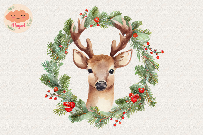 christmas-wreath-cute-reindeer