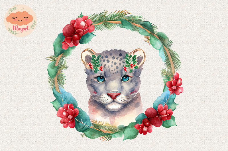 christmas-wreath-cute-panther