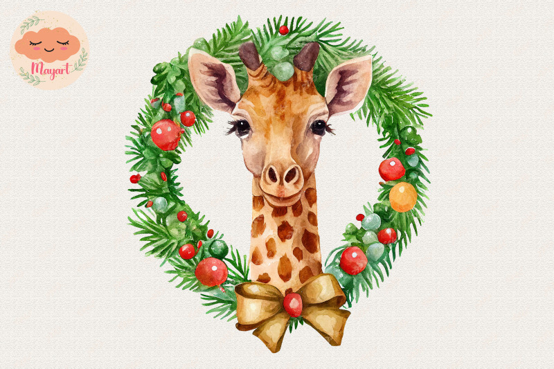 christmas-wreath-cute-giraffe