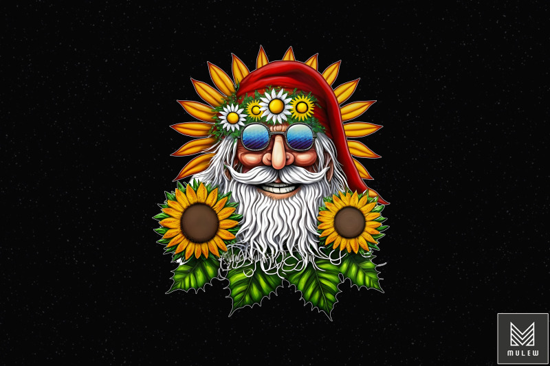 hippie-santa-claus-sunflower-christmas