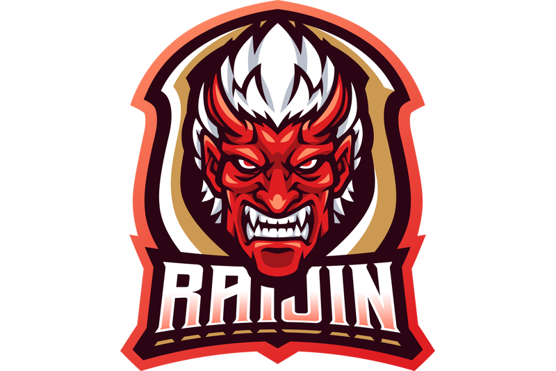 raijin-head-esport-mascot-logo-design