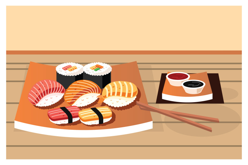 various-kinds-of-sushi-served-on-plate