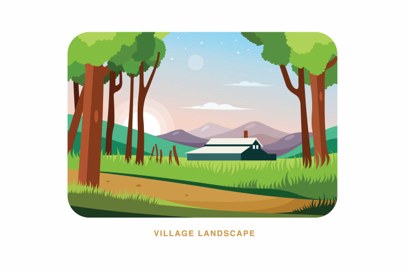 village-landscape-vector-illustration