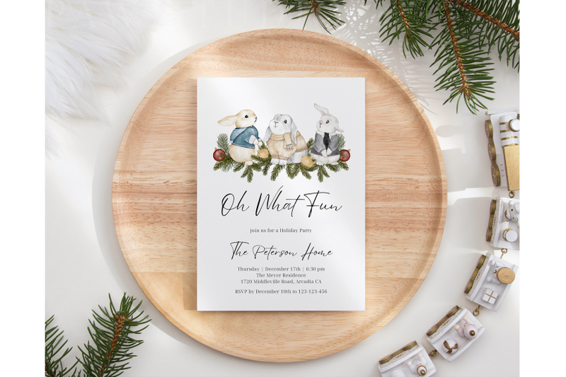 christmas-party-invitation-rabbit-holiday-dinner-invite-template