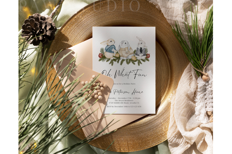 christmas-party-invitation-rabbit-holiday-dinner-invite-template