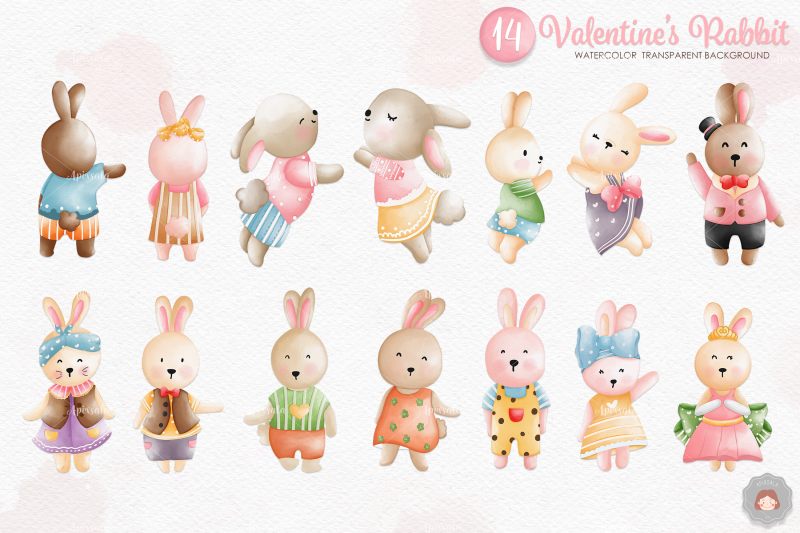 watercolor-rabbit-valentine-day-easter-bunny