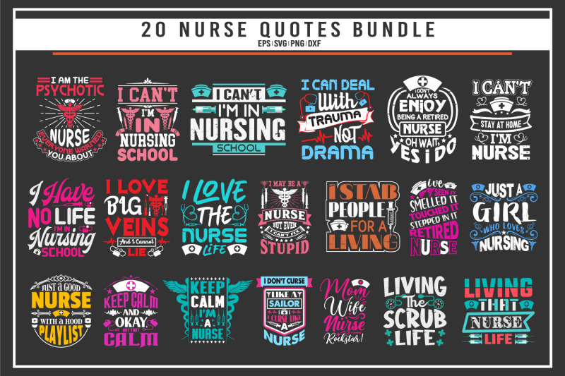 nurse-typographic-quotes-t-shirt-bundle