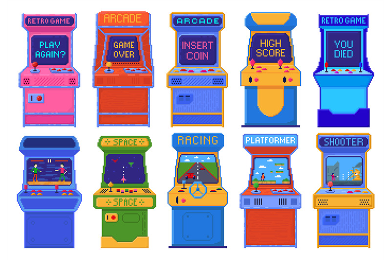 pixel-art-arcade-game-machines-old-8-bit-gaming-console-different-gam