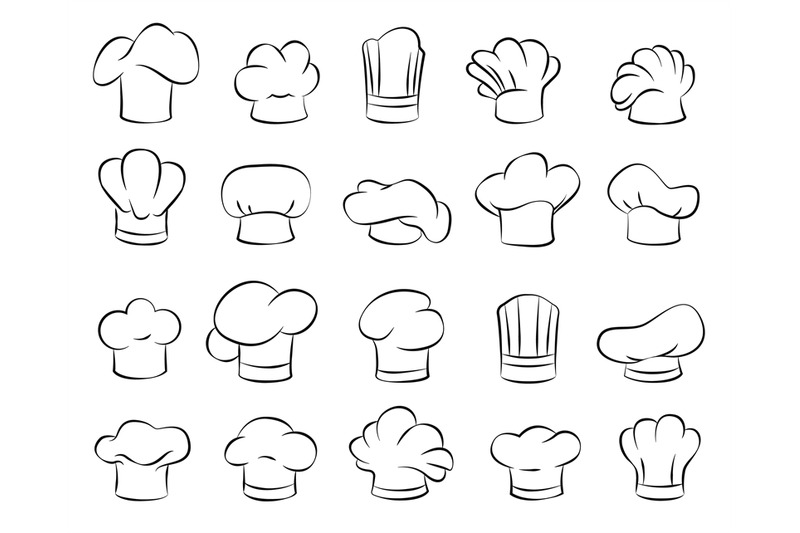 sketch-cook-hats-restaurant-kitchen-cap-cooker-hat-and-hand-drawn-ch