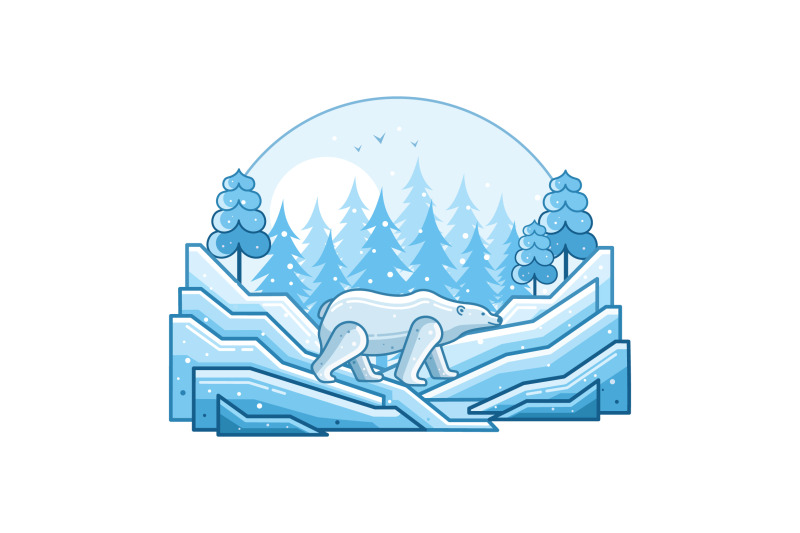 white-polar-bear-winter-line-illustration