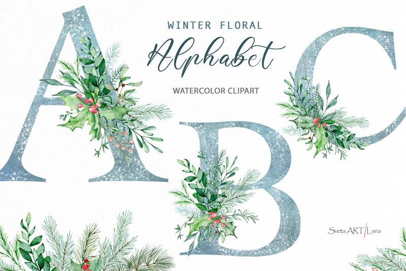 watercolor-winter-floral-alphabet-clipart