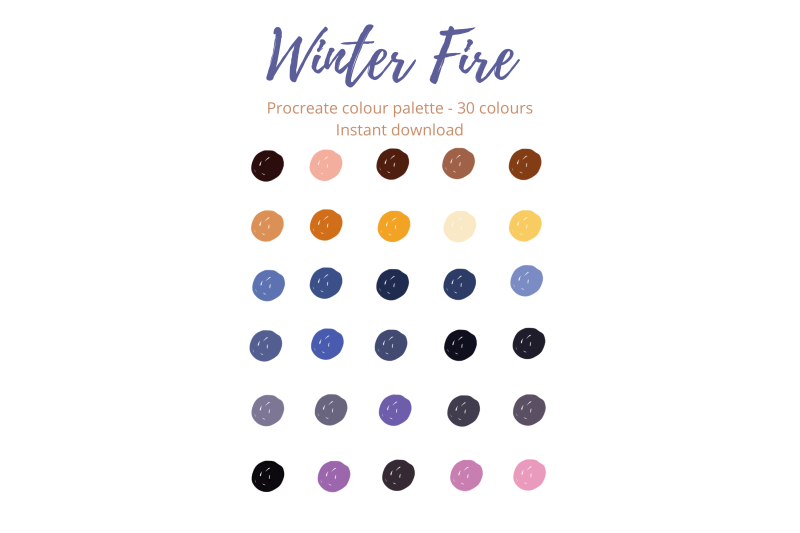 winter-fire-procreate-colour-palette-swatch-x-30-colours