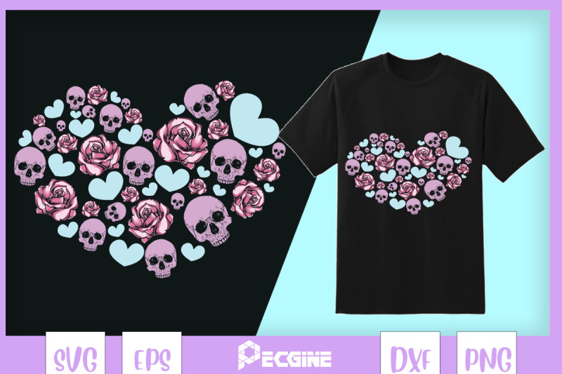 goth-heart-skulls-roses-pastel