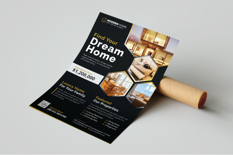 real-estate-flyer-leaflet-template-wih-black-background