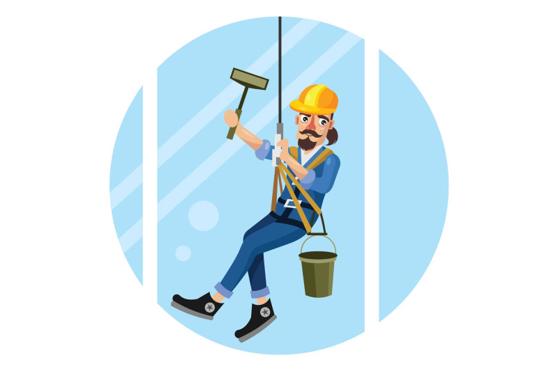 window-washer-high-building-vector-illustration