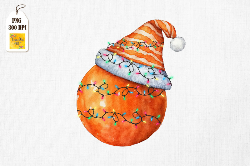 watercolor-christmas-orange-santa-hat